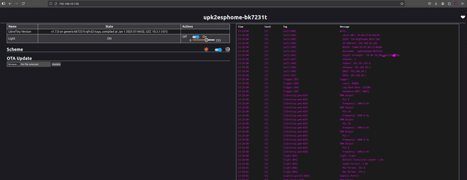 esphome firmware Web server runing