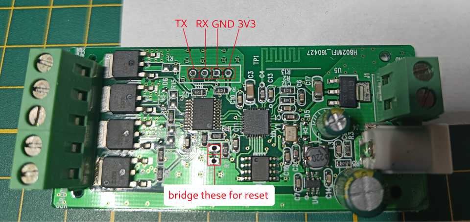 H802 board photo with annotations